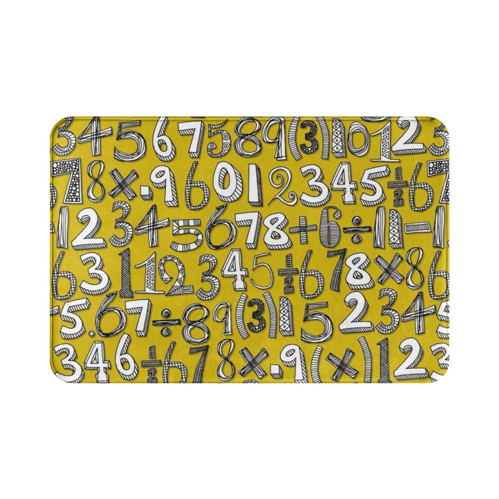 Kids Outdoor Floor Cushions - Math Doodle – tapis jaune, coussin