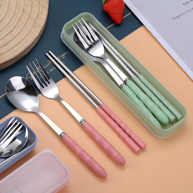 Kids.Outdoor Utensils - Ensemble d'ustensiles de voyage mignons, fourchettes,