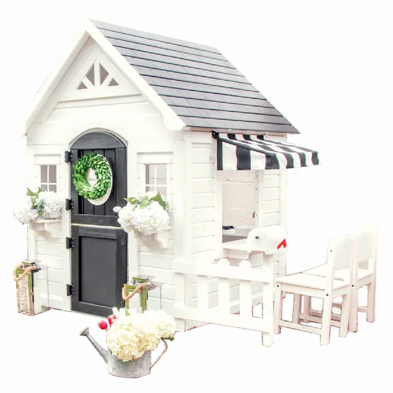 Kids Outdoor Cubby House - Maisonnette de jeu simple avec clôture,