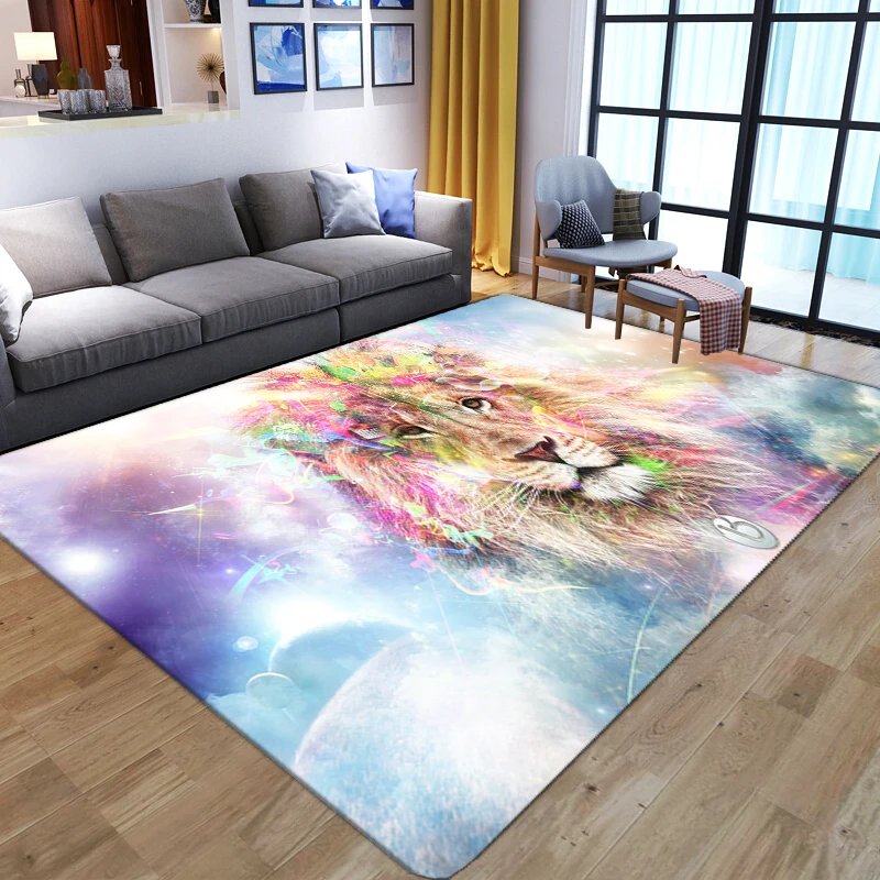 Kids Outdoor Floor Cushions - Dessin animé Animal Lion 3D tapis