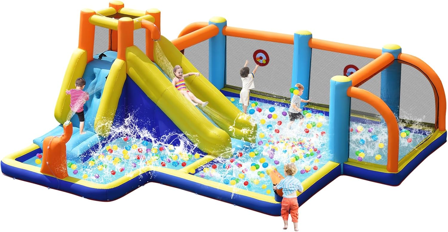 Kids Outdoor Climbing - Toboggan aquatique gonflable géant avec buts