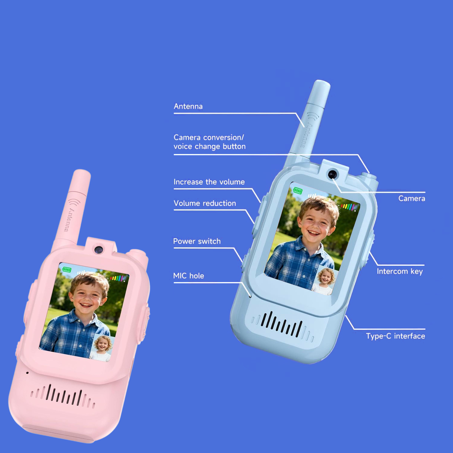 Kids Outdoor Voices - Pack de 2 talkies-walkies vidéo pour
