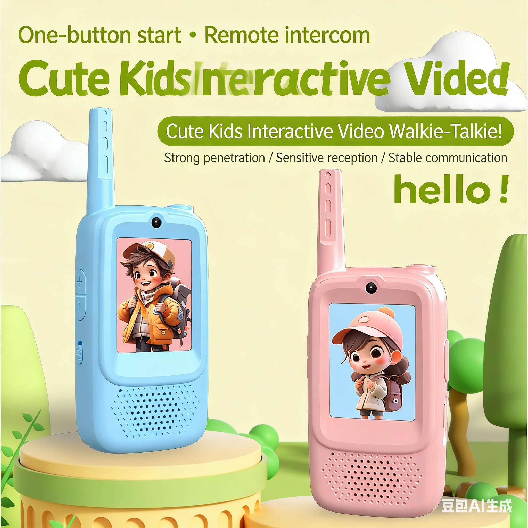 Kids Outdoor Voices - Talkie-walkie vidéo pour enfants, 2 pièces,