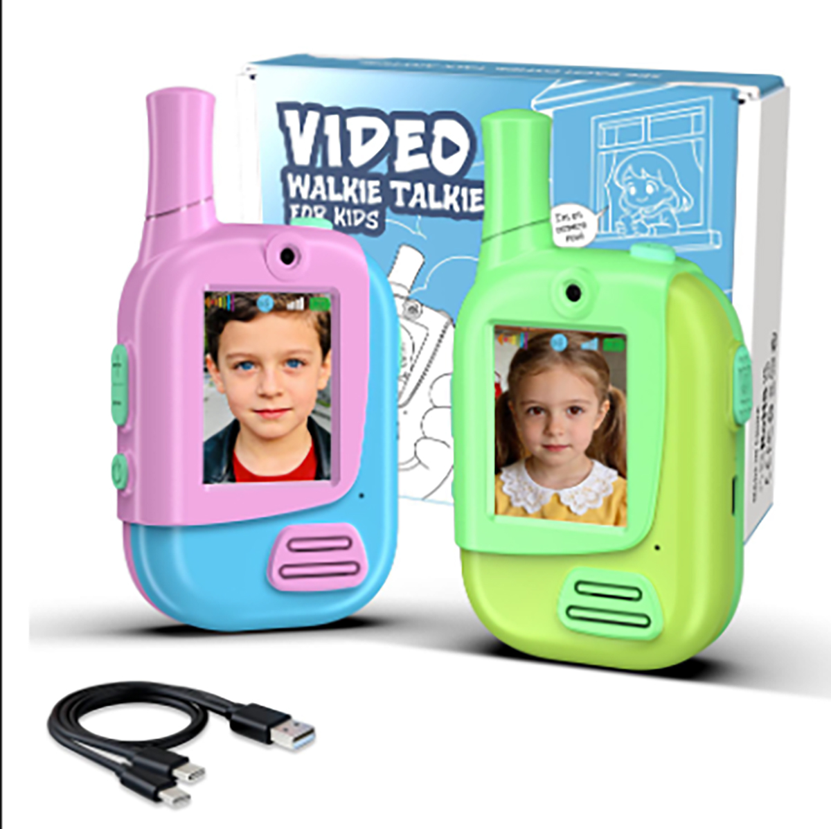 Kids Outdoor Voices - Lot de 2 talkies-walkies vidéo rechargeables