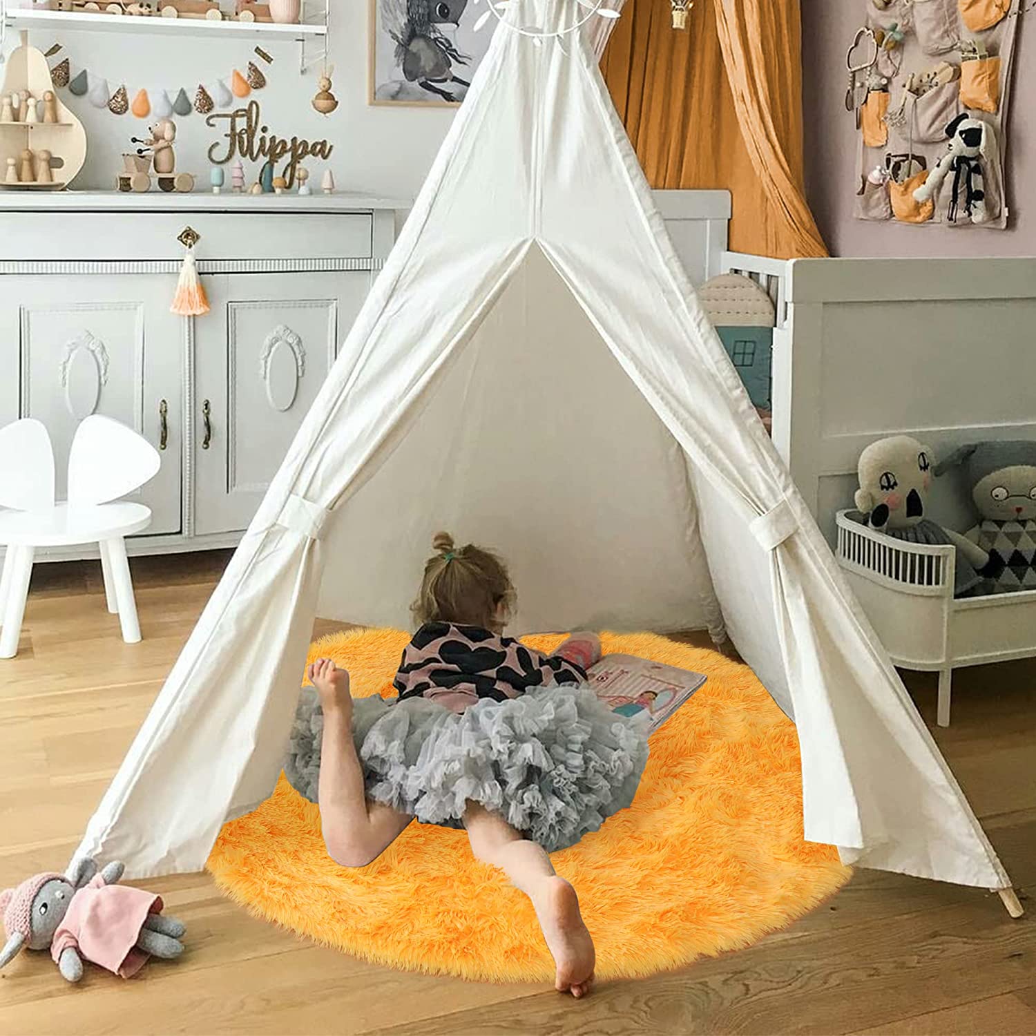 Tapis rond orange doux Tapis c - Kids Outdoor Teepee avis et prix
